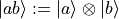 |ab\rangle := |a\rangle\otimes|b\rangle