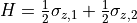 H = \frac{1}{2}\sigma_{z,1} + \frac{1}{2}\sigma_{z,2}